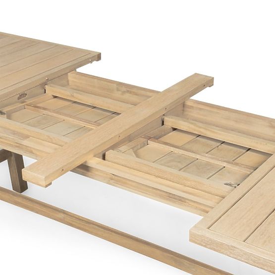 Set da giardino Castello, tavolo allungabile 200-295 cm + 6 sedie con intreccio, legno di acacia FSC