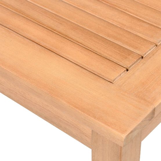 Set da giardino Familis tavolo 160 cm + 4 sedie con schienali regolabili e cuscini crema, legno