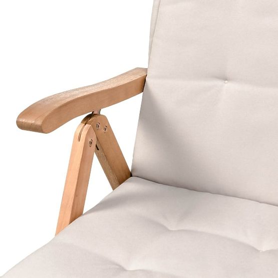 Set da giardino Familis tavolo 160 cm + 6 sedie con schienali regolabili e cuscini grigio chiaro