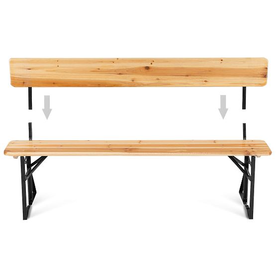 Set da giardino in acciaio e legno PORTER tavolo 170 cm + 2 panche