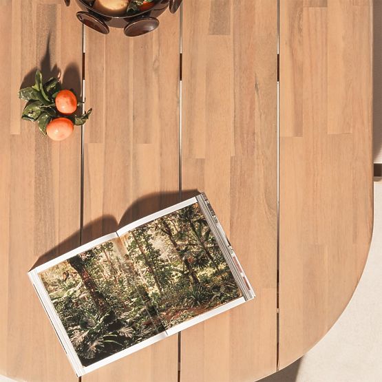 Set da giardino Satori II, tavolo 240 cm + 6 sedie, legno di acacia FSC, effetto teak, beige, arroto