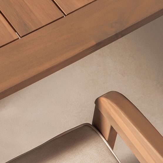 Set da giardino Satori, tavolo 183 cm + 6 sedie, legno di acacia FSC, effetto teak, beige, arrotonda