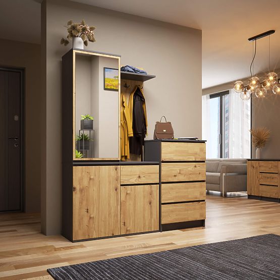 SET DA INGRESSO ENTRO PK GRAFITE GRIGIO / ROVERE ARTIGIANO