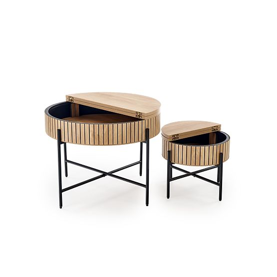 Set DANTE di 2 panche, naturale / nero (1p=1set)