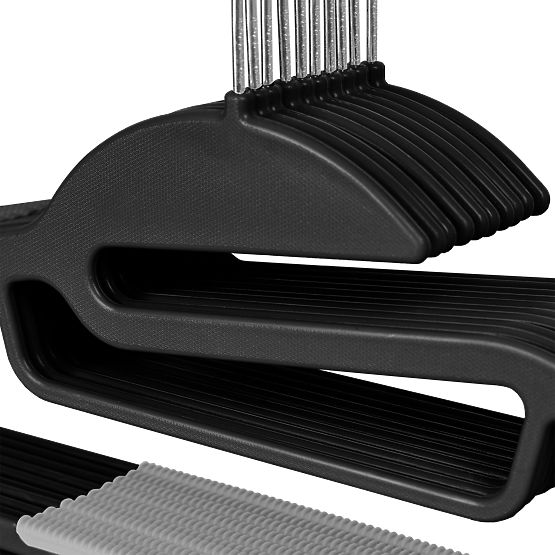 Set di 10 appendiabiti Flexi nero-grigio