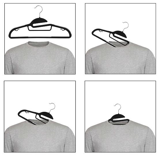 Set di 10 appendiabiti Flexi nero-grigio
