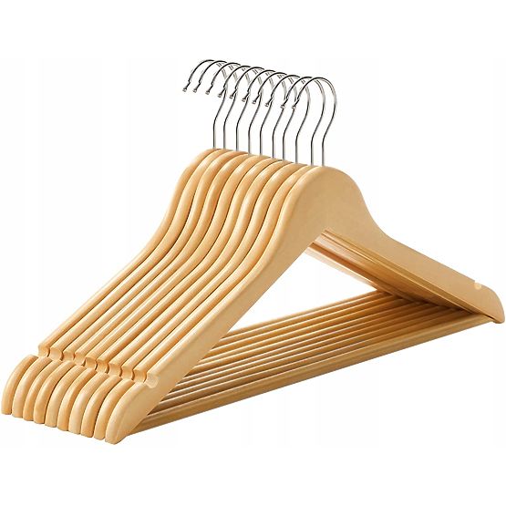 Set di 10 appendiabiti in legno RONDO marrone chiaro