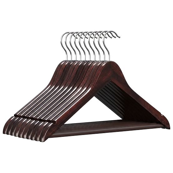 Set di 10 appendiabiti in legno RONDO marrone scuro