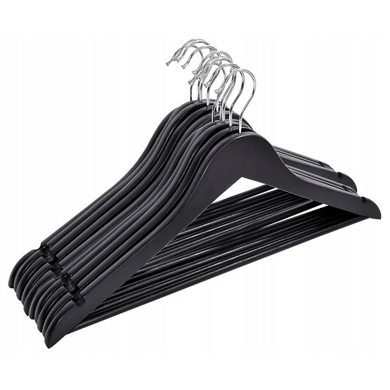 Set di 10 appendiabiti in legno RONDO nero
