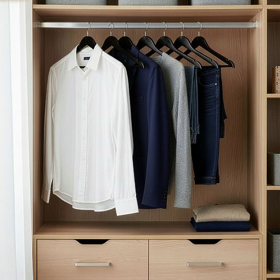 Set di 10 appendiabiti in legno RONDO nero