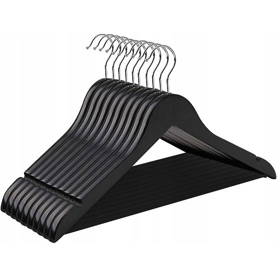 Set di 10 appendiabiti in legno RONDO nero