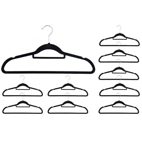 Set di 10 appendiabiti in velluto Maxi - nero