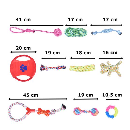 Set di 10 giocattoli per cani DYLAN tira e molla