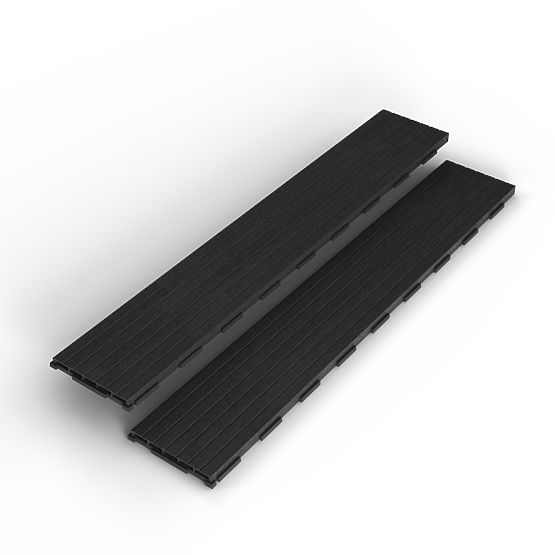 Set di 16 pannelli per terrazze in composito di legno WPC grigio scuro, facile da montare
