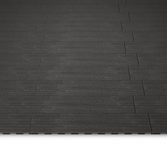 Set di 16 pannelli per terrazze in composito di legno WPC grigio scuro, facile da montare