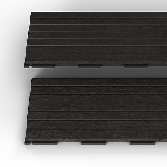 Set di 16 pannelli per terrazze in composito di legno WPC grigio scuro, facile da montare