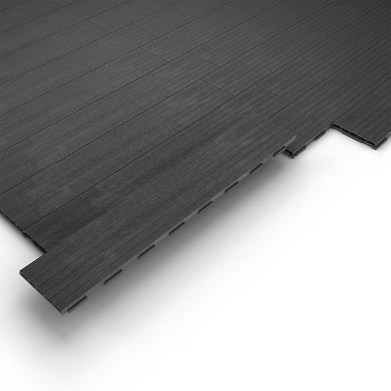 Set di 16 pannelli per terrazze in composito di legno WPC grigio scuro, facile da montare