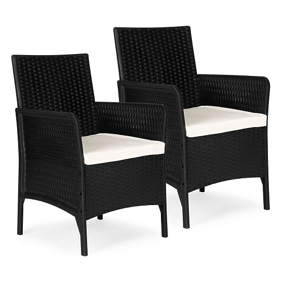 Set di 2 poltrone da giardino con cuscino, set di sedie per balcone, terrazza, giardino nero MultiGa