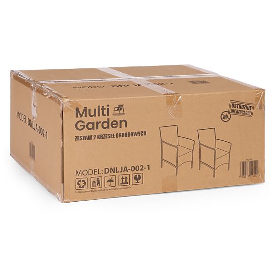 Set di 2 poltrone da giardino con cuscino, set di sedie per balcone, terrazza, giardino nero MultiGa