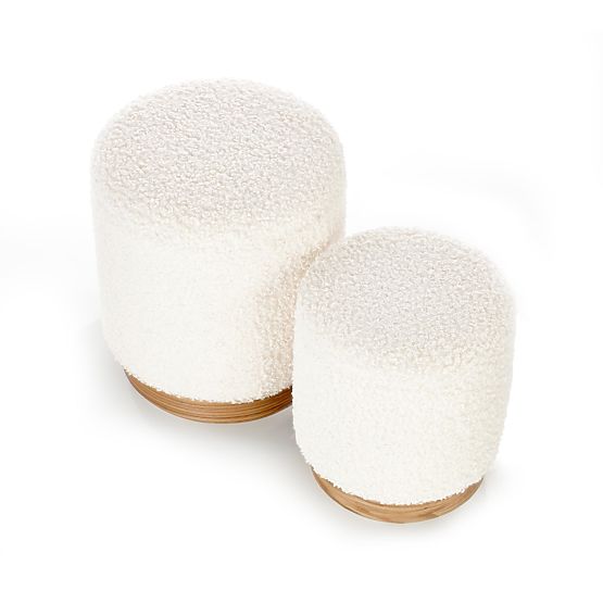 Set di 2 pouf CANCUN, crema / naturale (1p=1set)