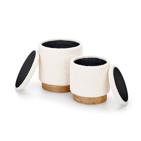 Set di 2 pouf CANCUN, crema / naturale (1p=1set)