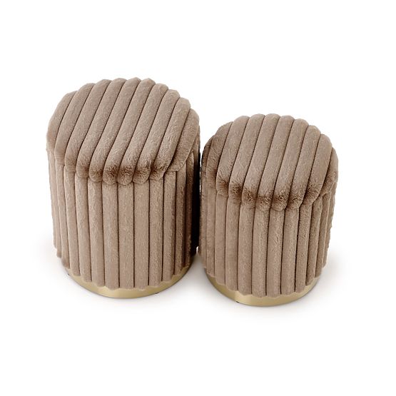 Set di 2 pouf FIDO, cappuccino / oro (1p=1kpl)