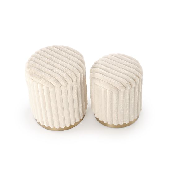 Set di 2 pouf FIDO, crema / oro (1p=1set)