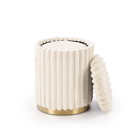 Set di 2 pouf FIDO, crema / oro (1p=1set)