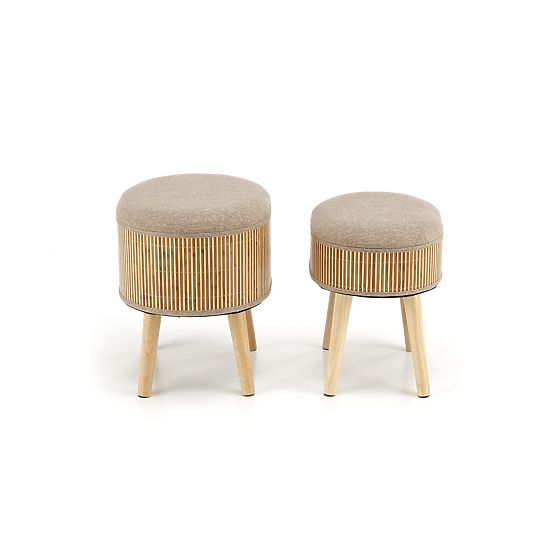 Set TICO di 2 pouf con spazio di archiviazione, beige