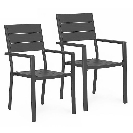 Set di 2 sedie da giardino per terrazza balcone acciaio HDPE grigio MultiGarden
