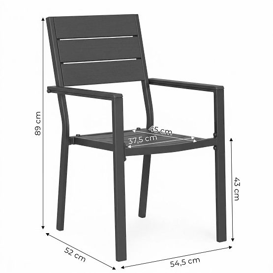 Set di 2 sedie da giardino per terrazza balcone acciaio HDPE grigio MultiGarden