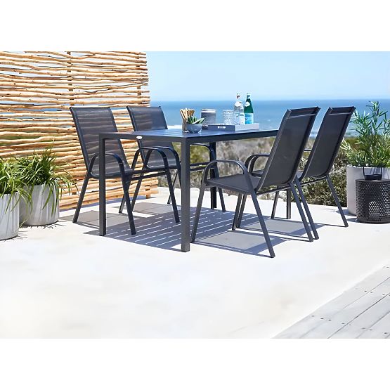 Set di 2 sedie da giardino per terrazza balcone nere