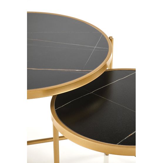 Set di 2 tavolini FATIMA, marmo nero / oro (1p=1pz)