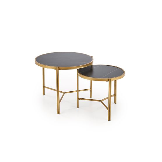 Set di 2 tavolini FATIMA, marmo nero / oro (1p=1pz)