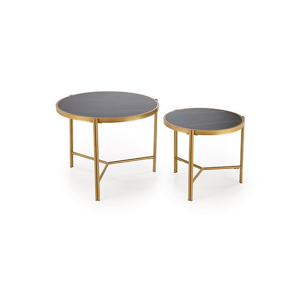 Set di 2 tavolini FATIMA, marmo nero / oro (1p=1pz)