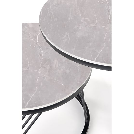 Set di 2 tavolini FLAMINGO, marmo cenere/nero (2p=1ks)