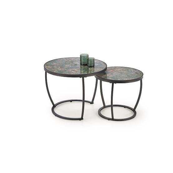 Set di 2 tavolini INES, marmo verde / nero (1p=1set)