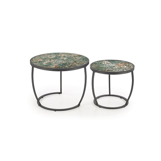 Set di 2 tavolini INES, marmo verde / nero (1p=1set)