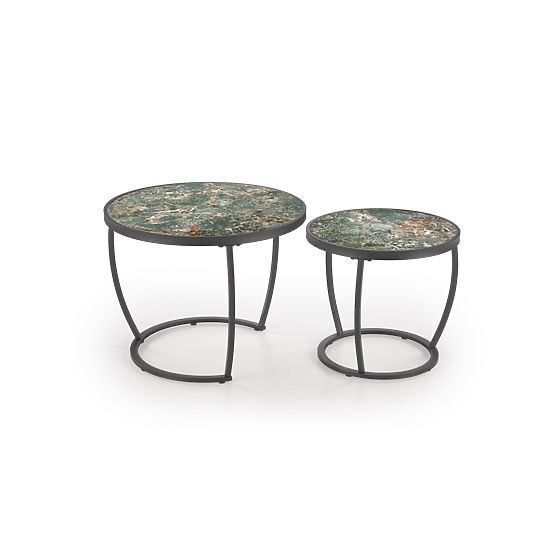 Set di 2 tavolini INES, marmo verde / nero (1p=1set)