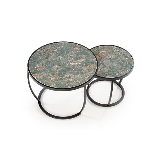 Set di 2 tavolini INES, marmo verde / nero (1p=1set)