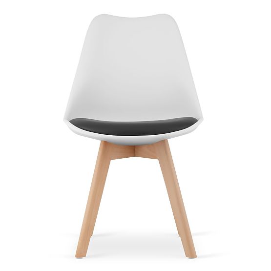 Set di 4 sedie bianche e nere con gambe in legno