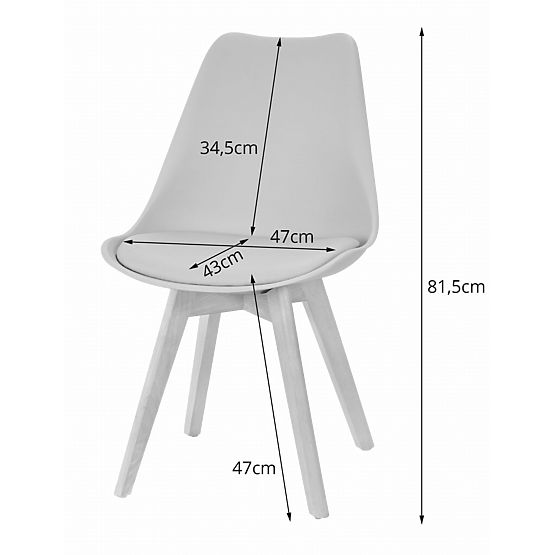 Set di 4 sedie bianche e nere con gambe in legno