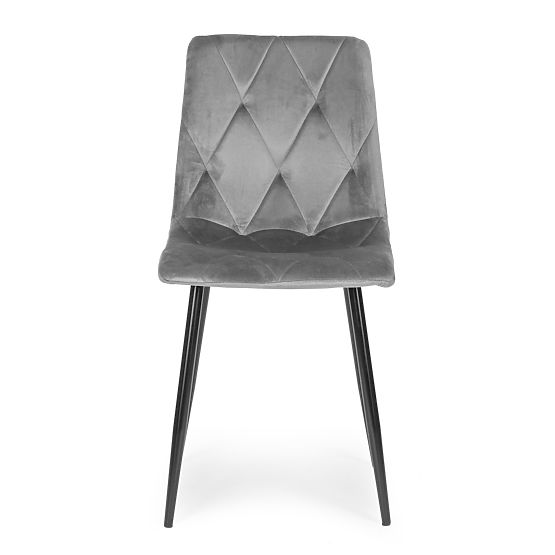 Set di 4 sedie imbottite in velluto per sala da pranzo e soggiorno - grigie