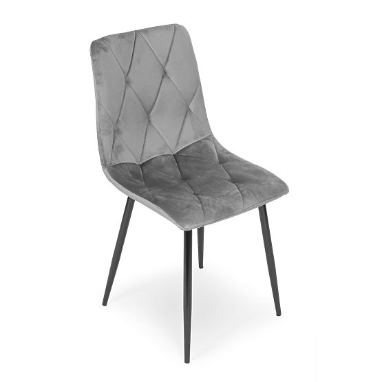 Set di 4 sedie imbottite in velluto per sala da pranzo e soggiorno - grigie