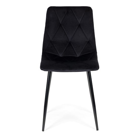 Set di 4 sedie imbottite in velluto per sala da pranzo e soggiorno - nere