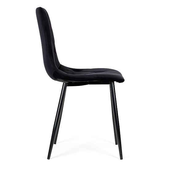 Set di 4 sedie imbottite in velluto per sala da pranzo e soggiorno - nere