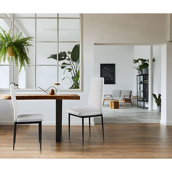 Set di 4 sedie in ecopelle con schienale alto - bianche