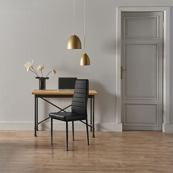 Set di 4 sedie in ecopelle con schienale alto - nere