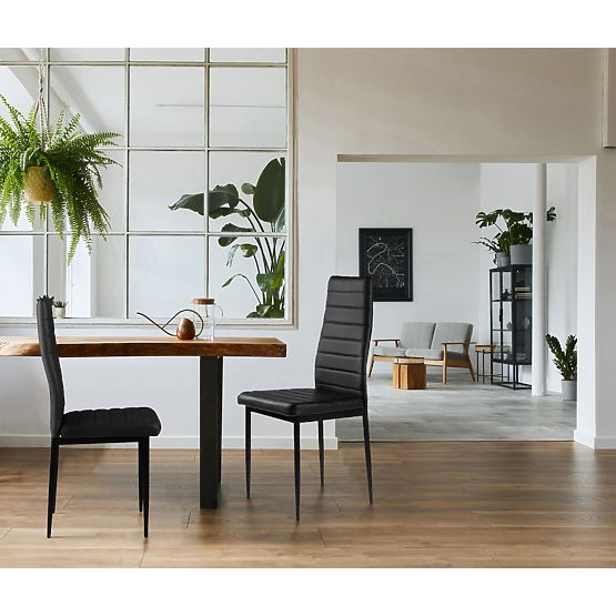 Set di 4 sedie in ecopelle con schienale alto - nere