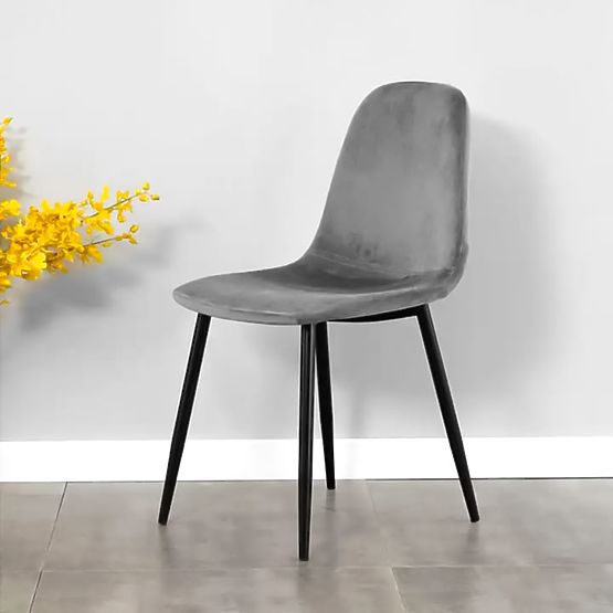 Set di 4 sedie in velluto per sala da pranzo e soggiorno - grigie